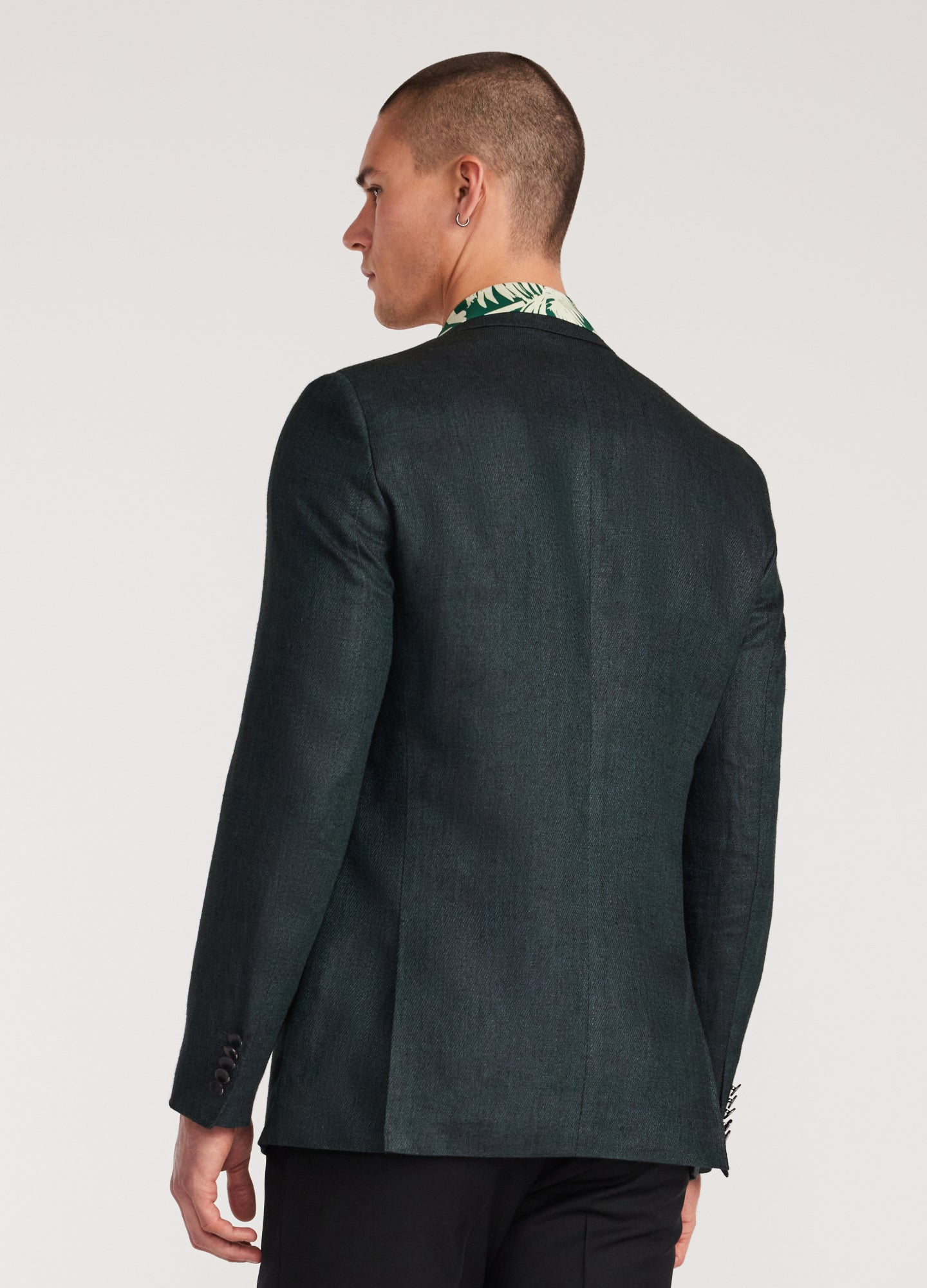 Silk Linen Blazer Dark Green