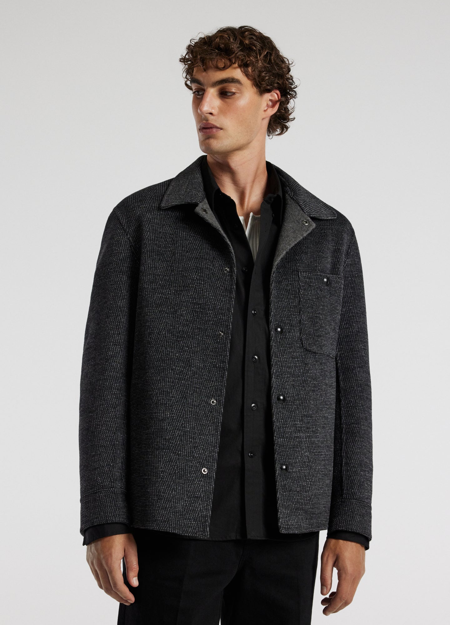 Double Face Shirt Jacket Charcoal