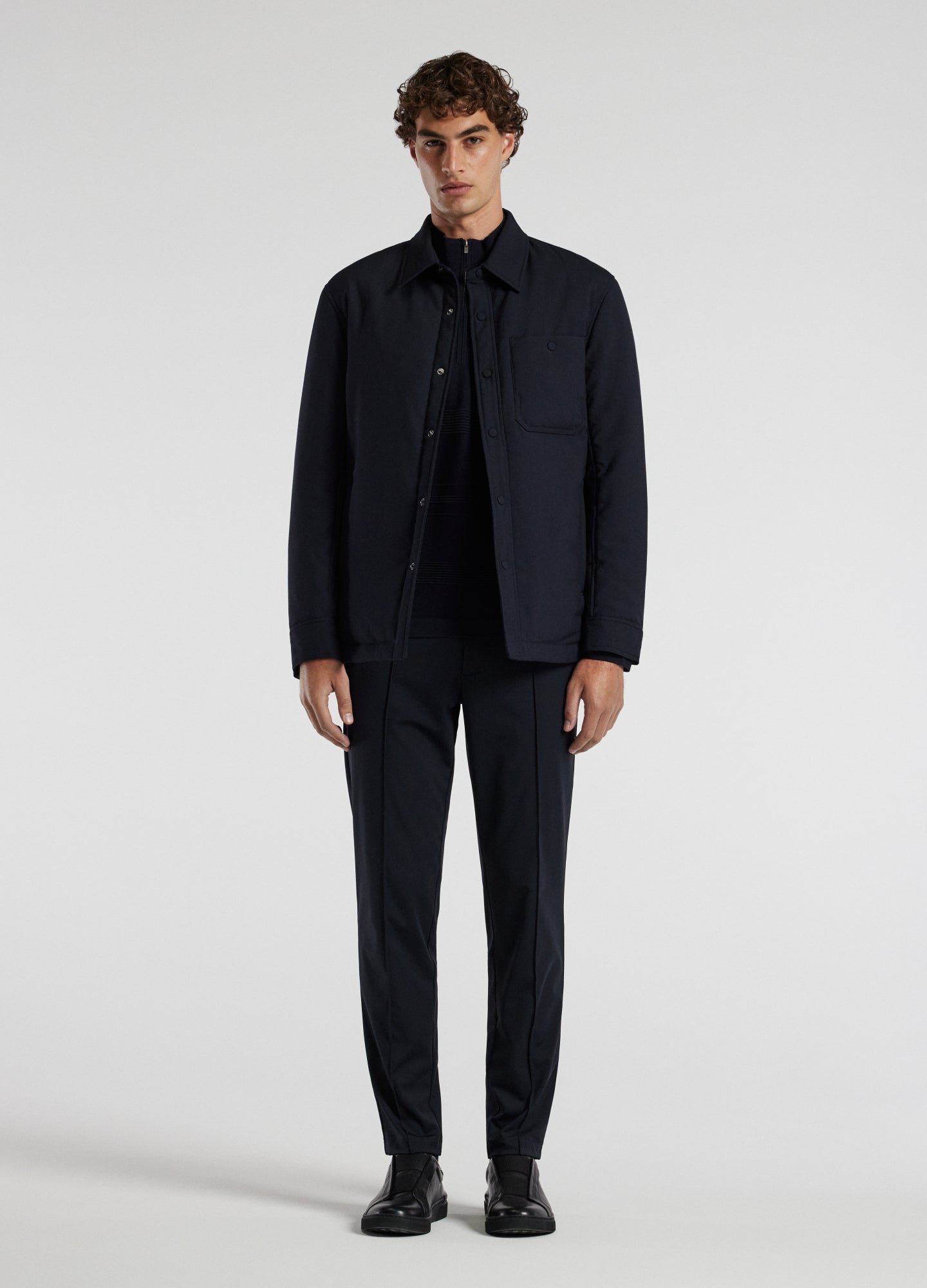 Padded Wool Shirt Jacket Navy Dark
