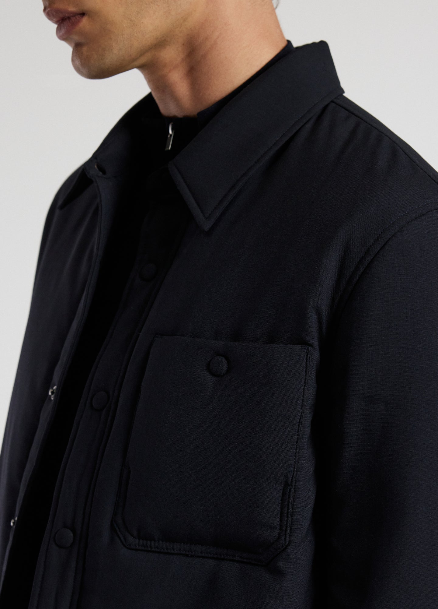 Padded Wool Shirt Jacket Navy Dark