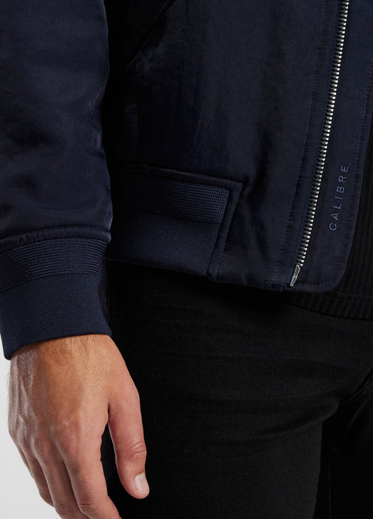 Padded Nylon Bomber Jacket Navy