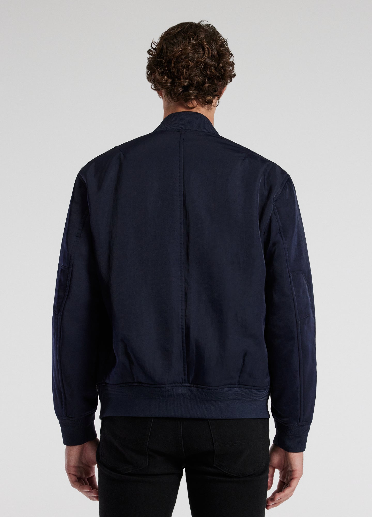 Padded Nylon Bomber Jacket Navy
