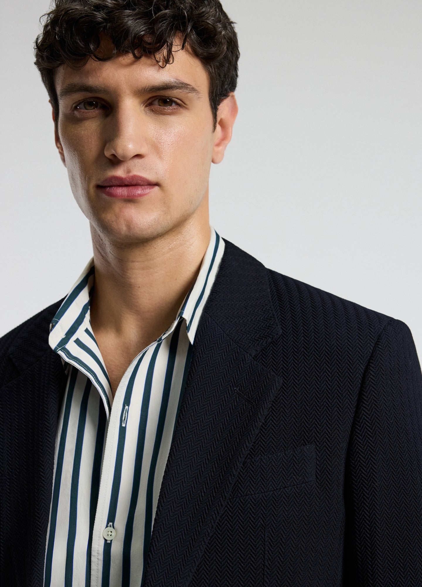 Herringbone Jacquard Blazer Navy