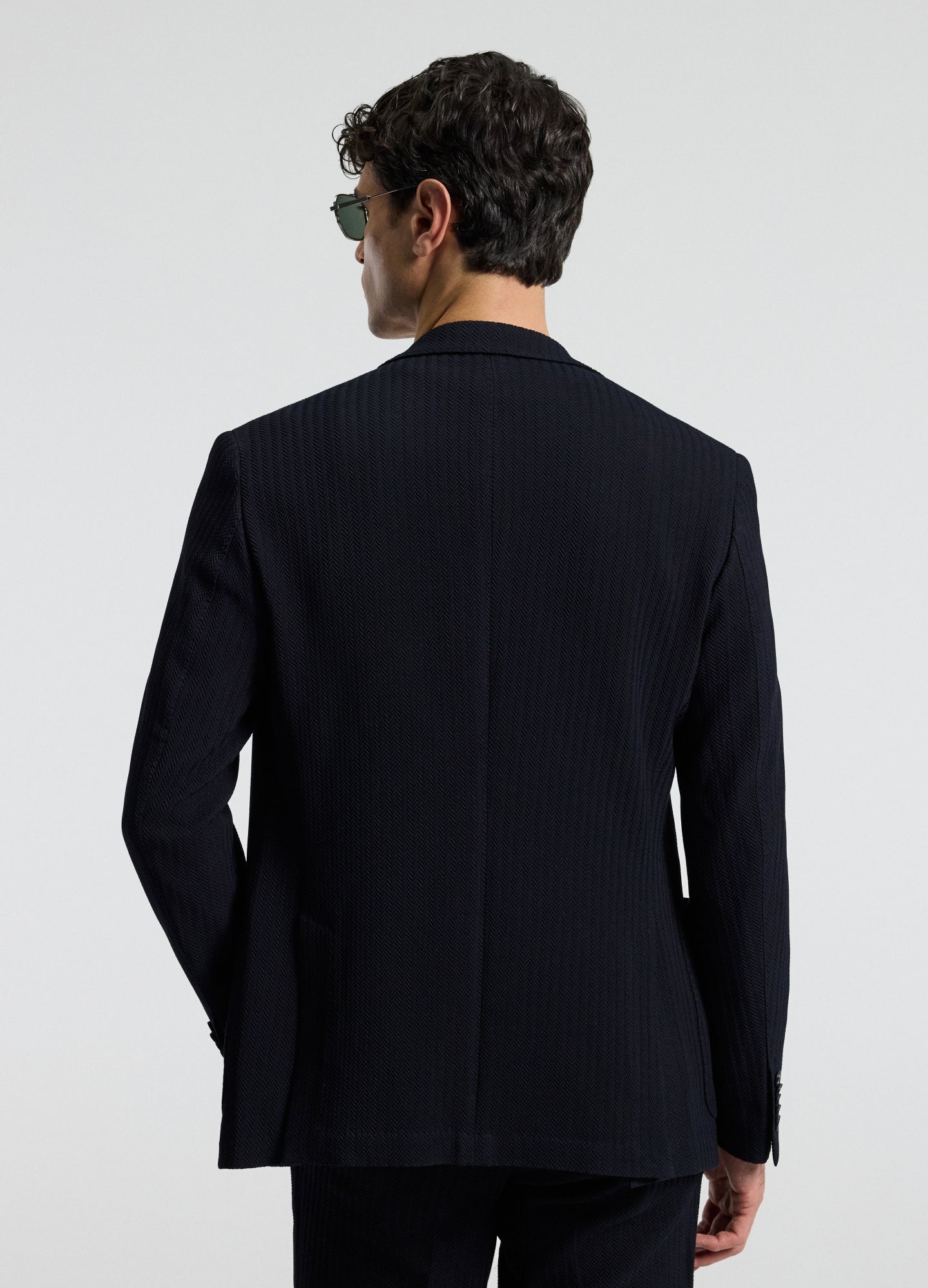 Herringbone Jacquard Blazer Navy