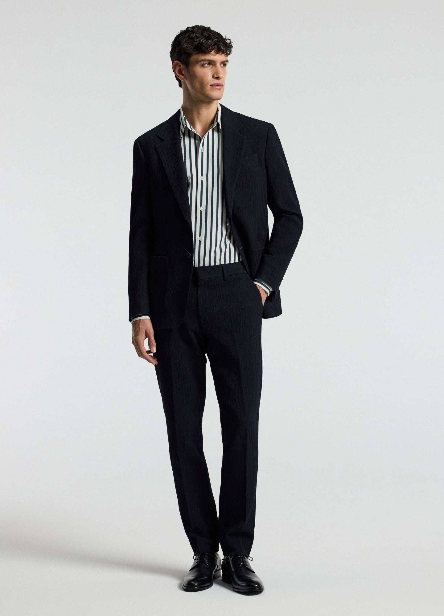 Herringbone Jacquard Blazer Navy