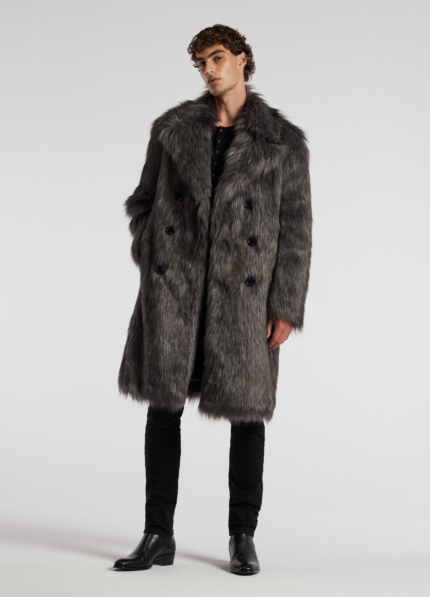Faux Fur Coat Grey