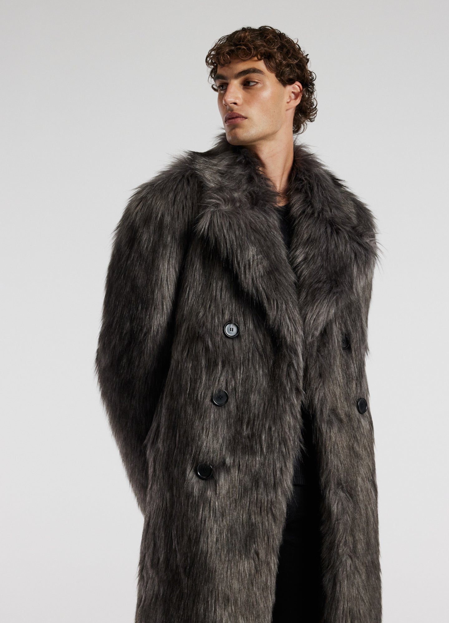 Faux Fur Coat Grey