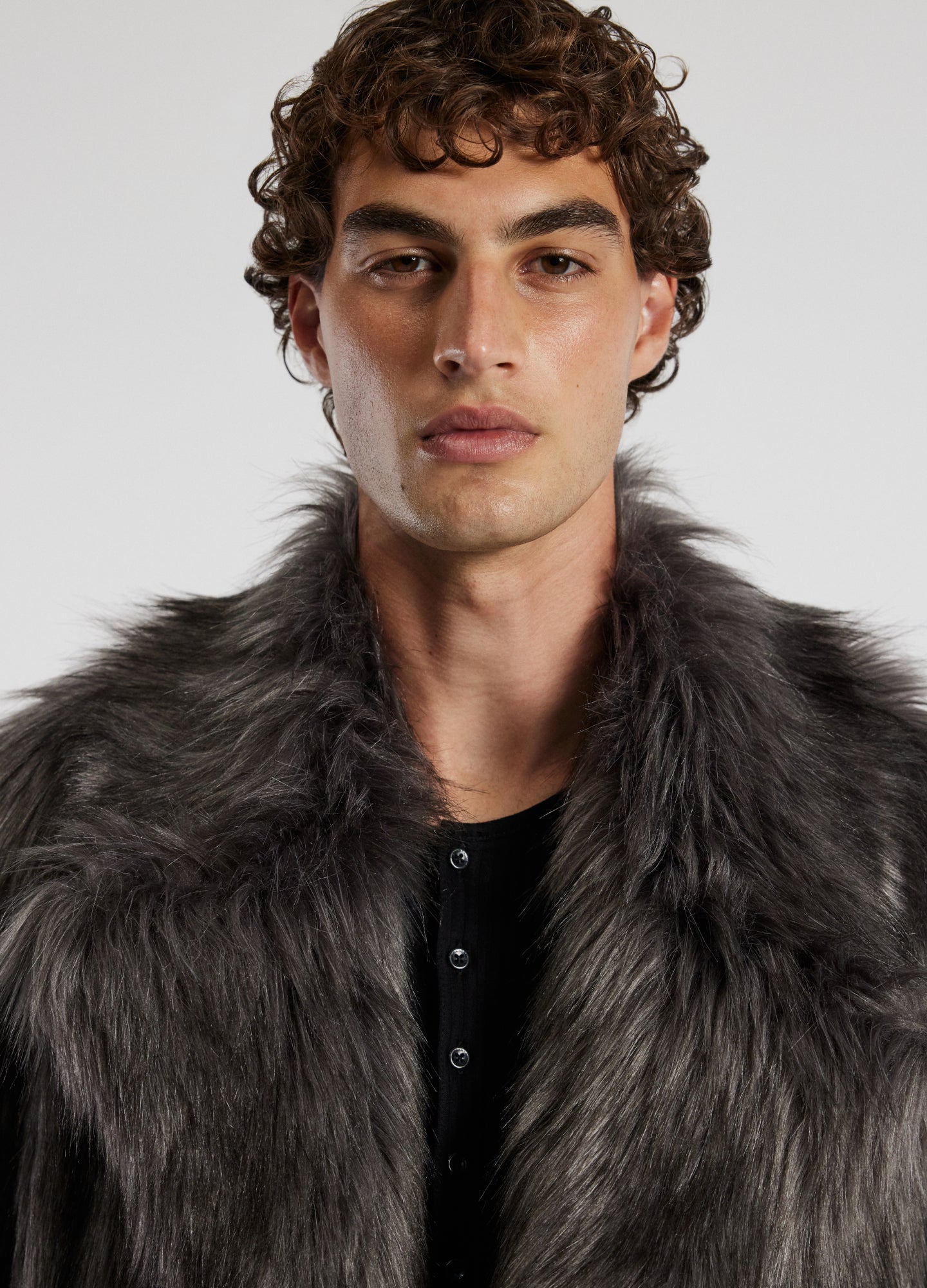 Faux Fur Coat Grey