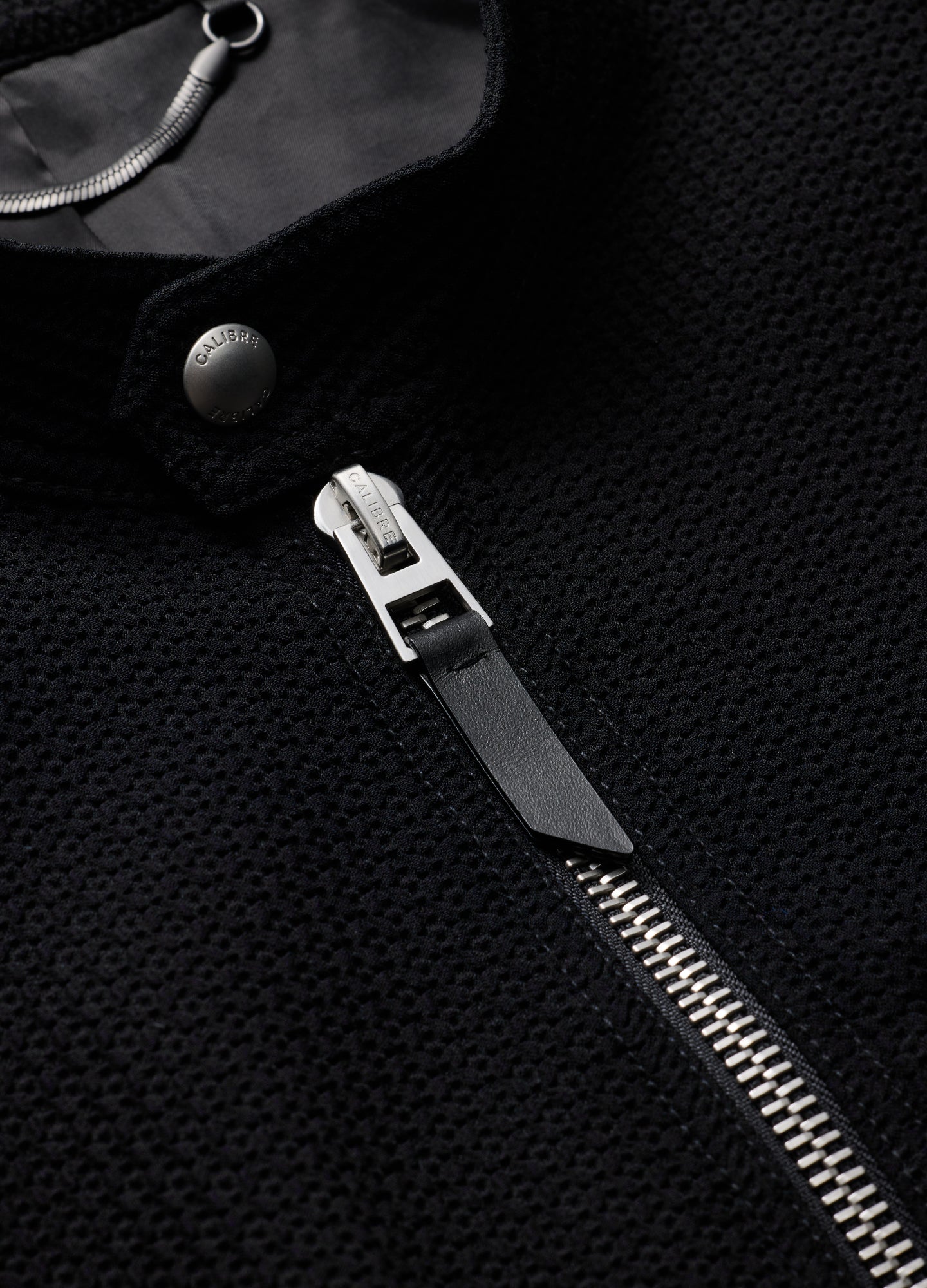 Band Neck Zip Up Jacket Black