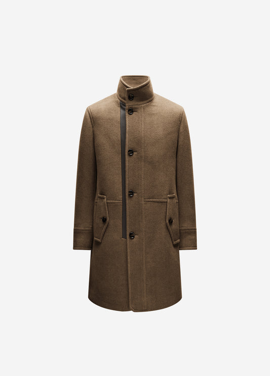Wool Funnel Neck Coat Camel