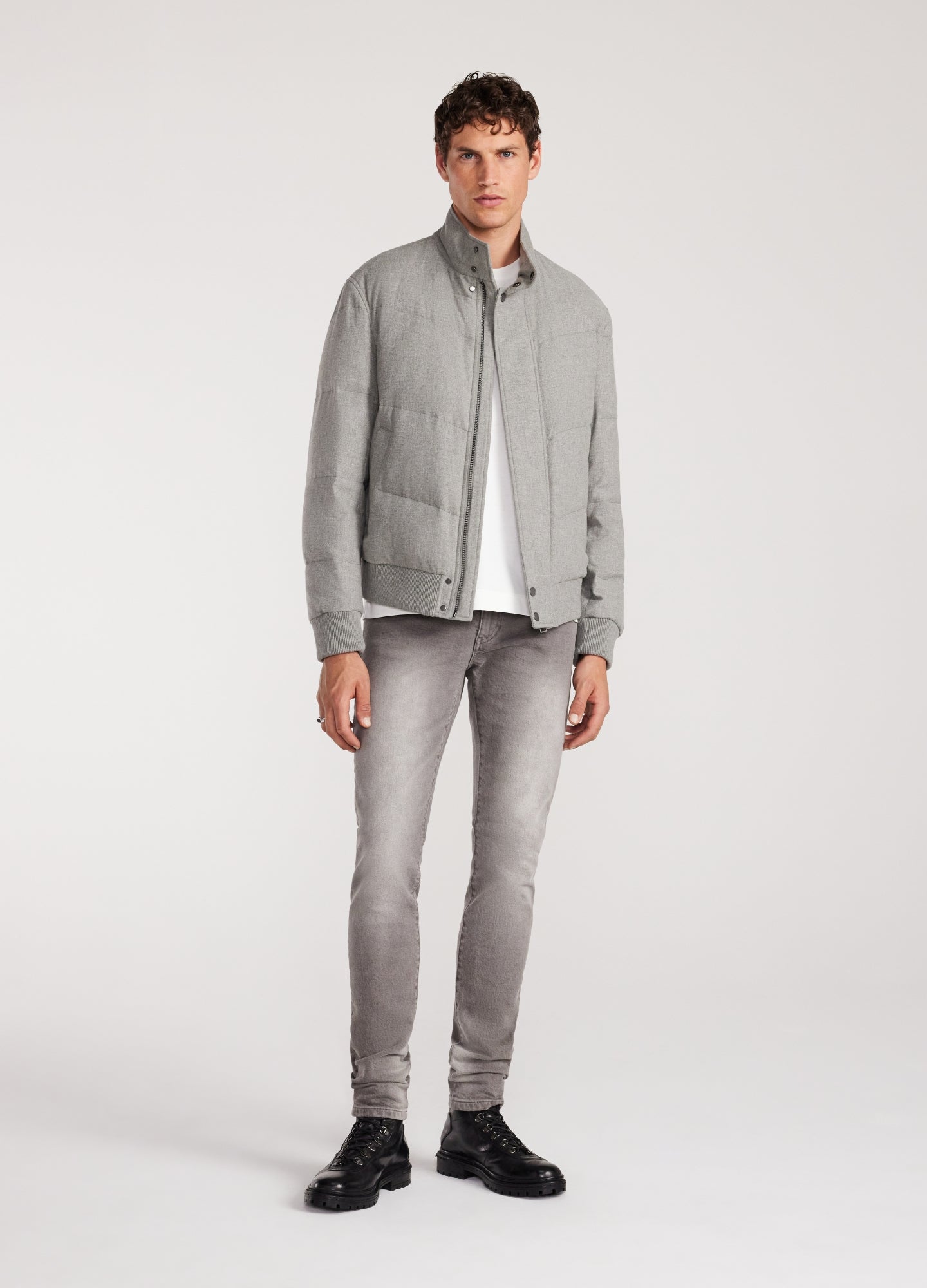 Melton Puffer Down Jacket Grey Marle