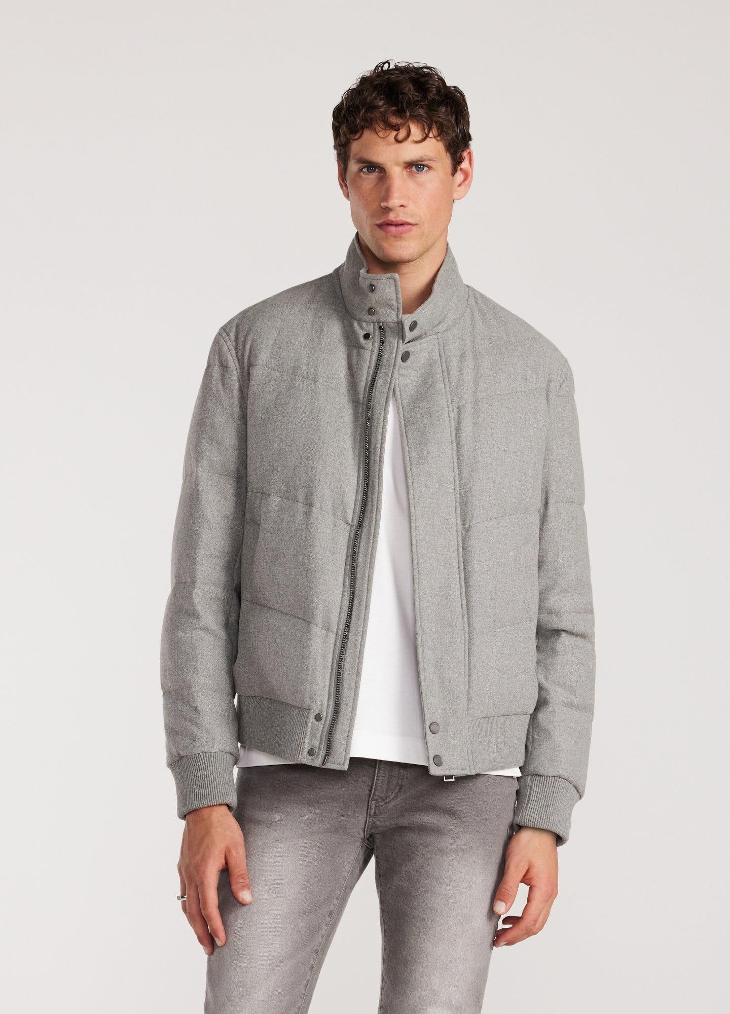 Melton Puffer Down Jacket Grey Marle
