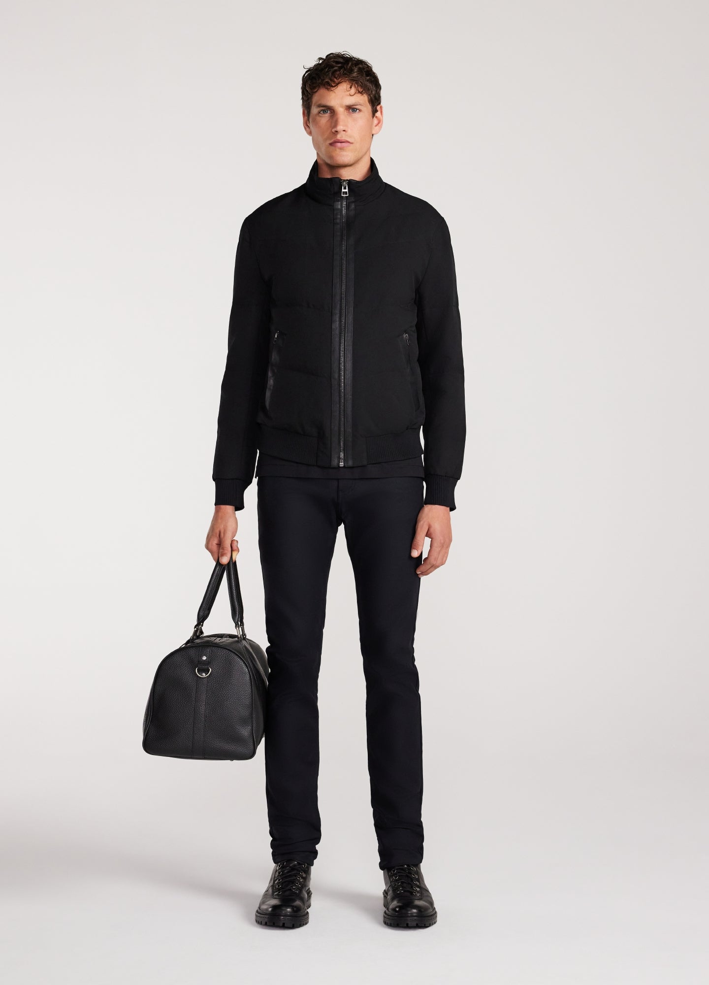 Contrast Trim Down Puffer Jacket Black