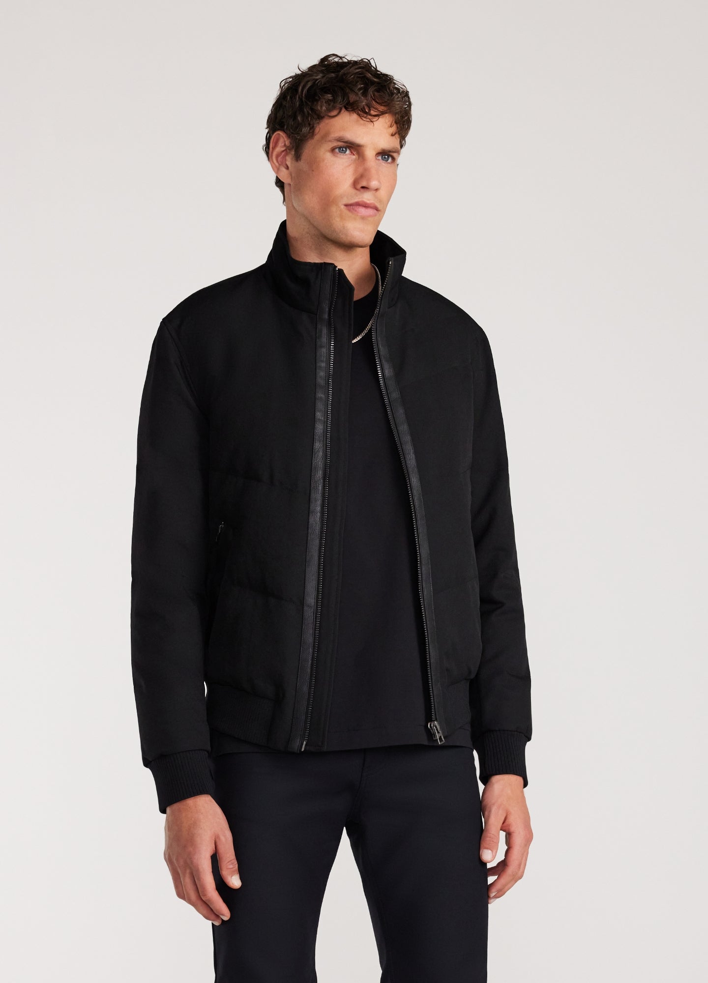 Contrast Trim Down Puffer Jacket Black