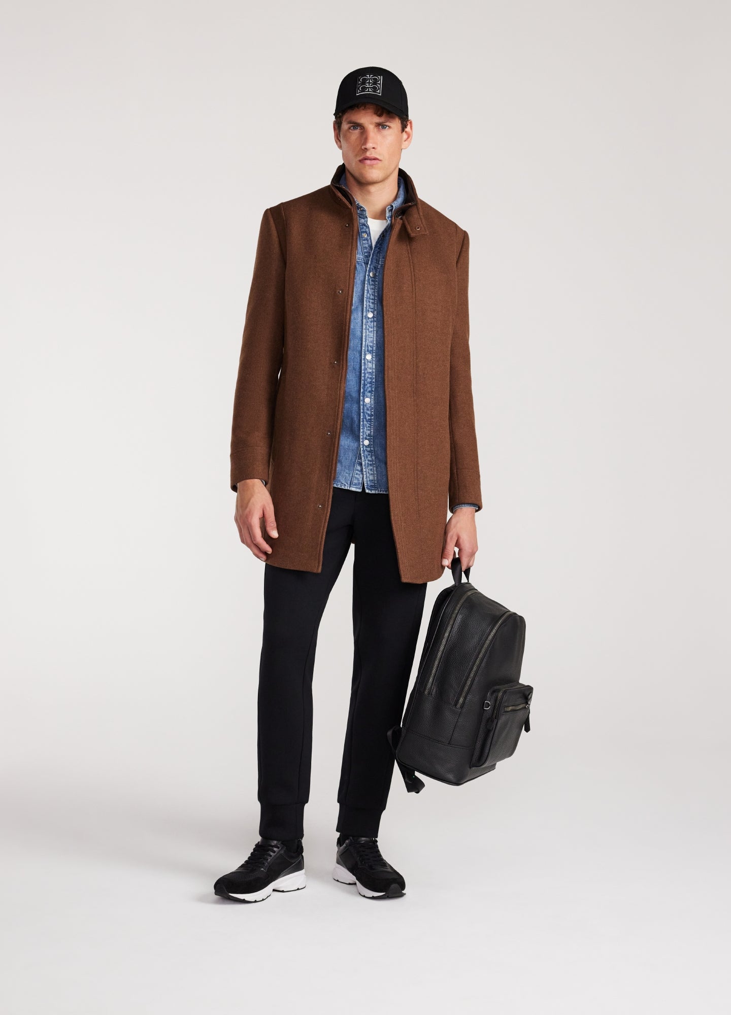 Double Collar Melton Coat Chestnut
