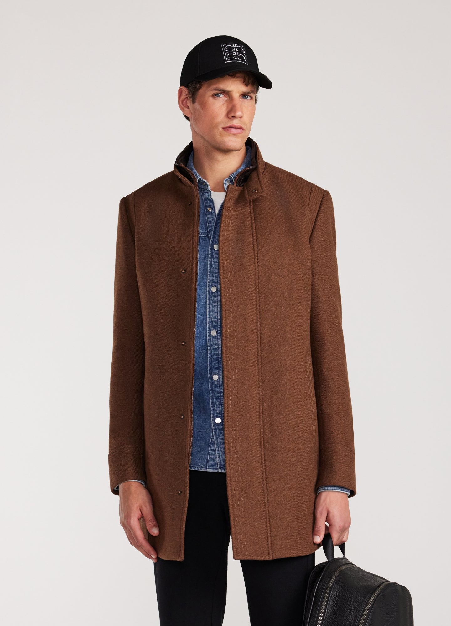 Double Collar Melton Coat Chestnut