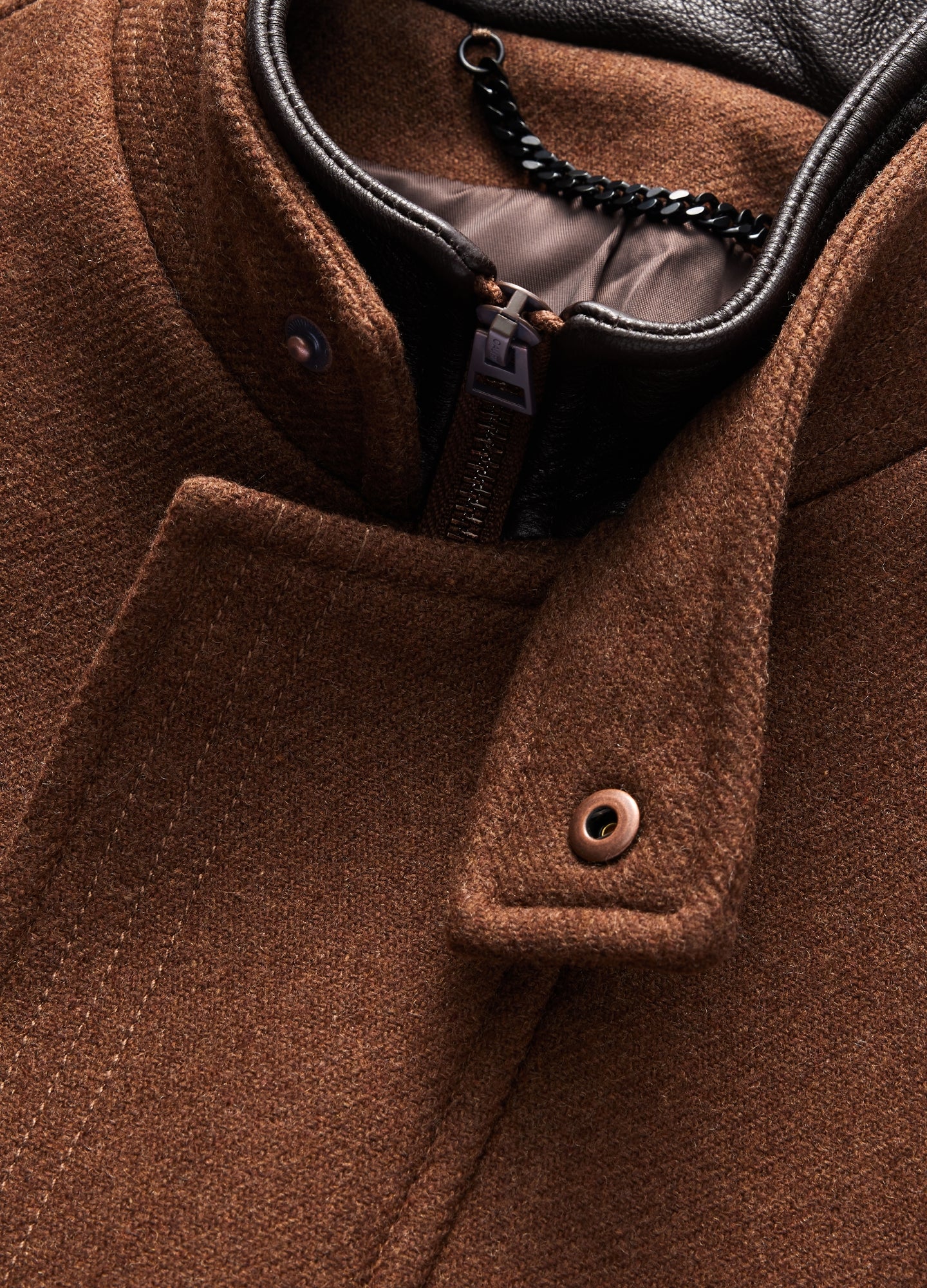 Double Collar Melton Coat Chestnut