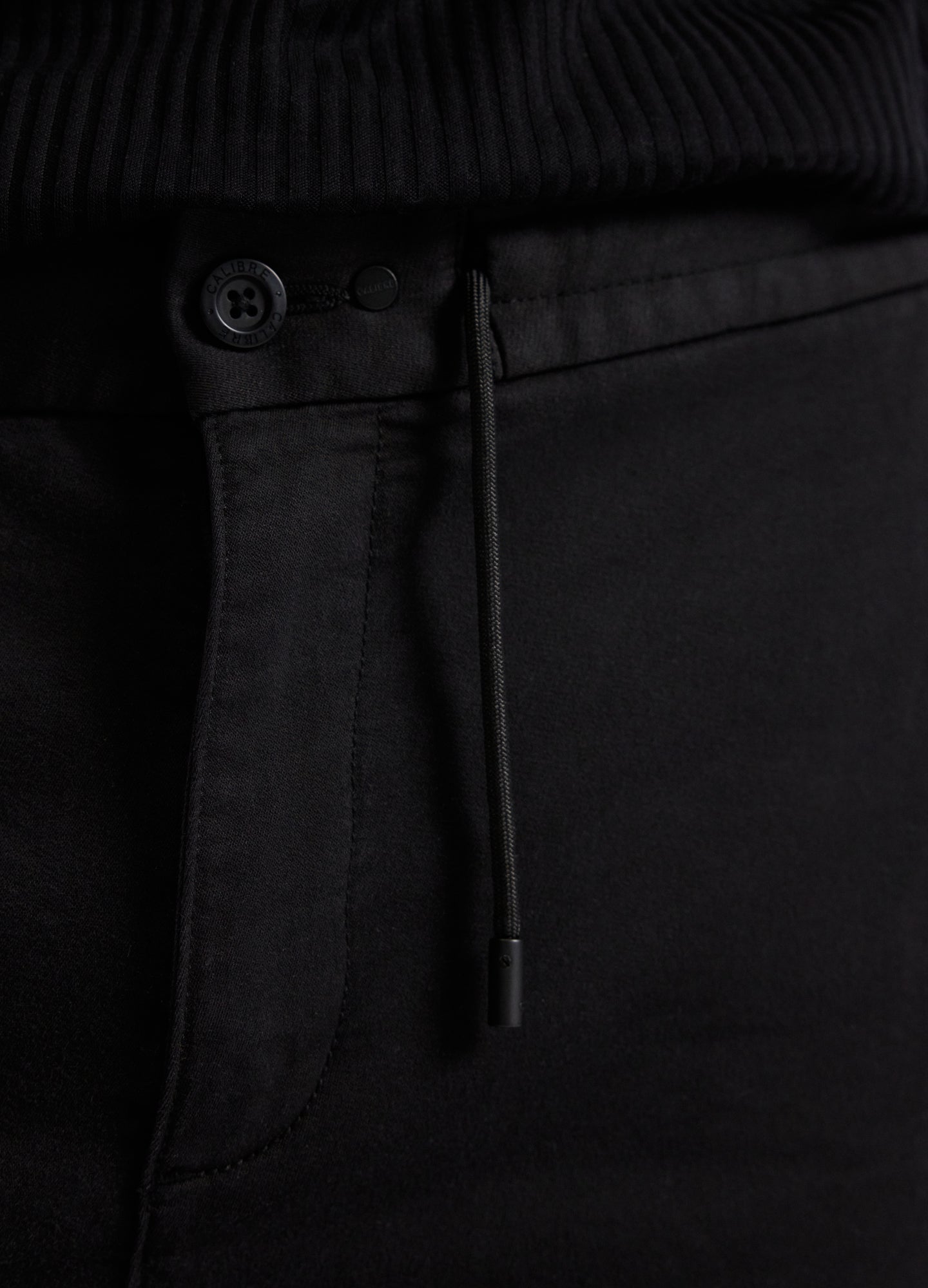 Dobby Denim Drawstring Pants Black