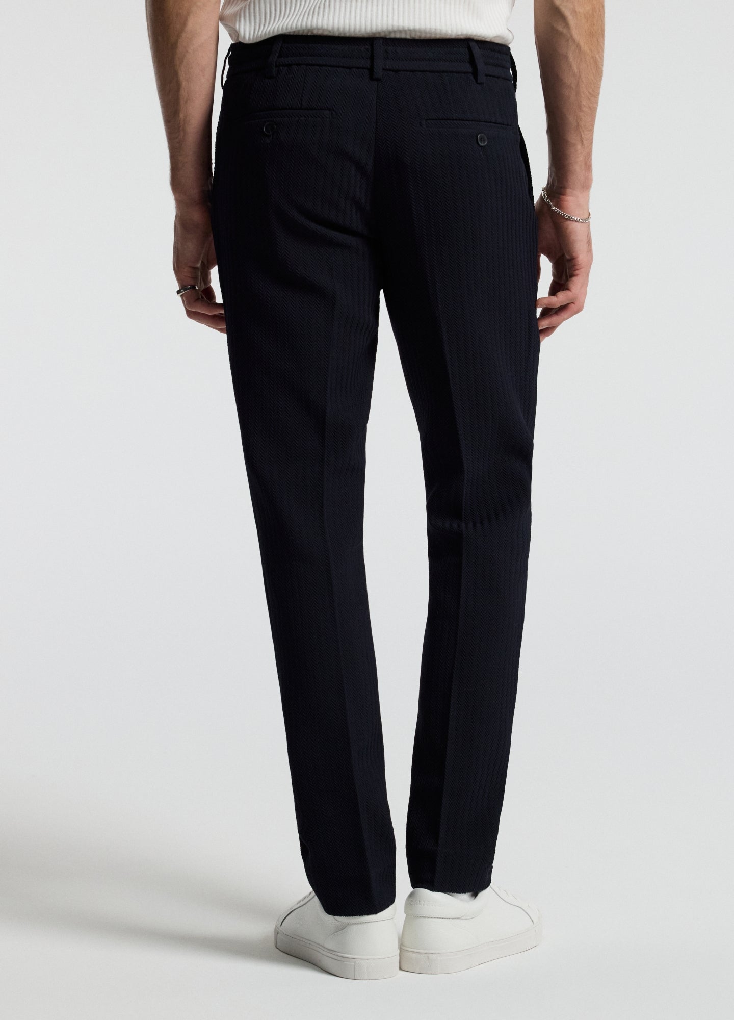 Herringbone Jacquard Pants Navy