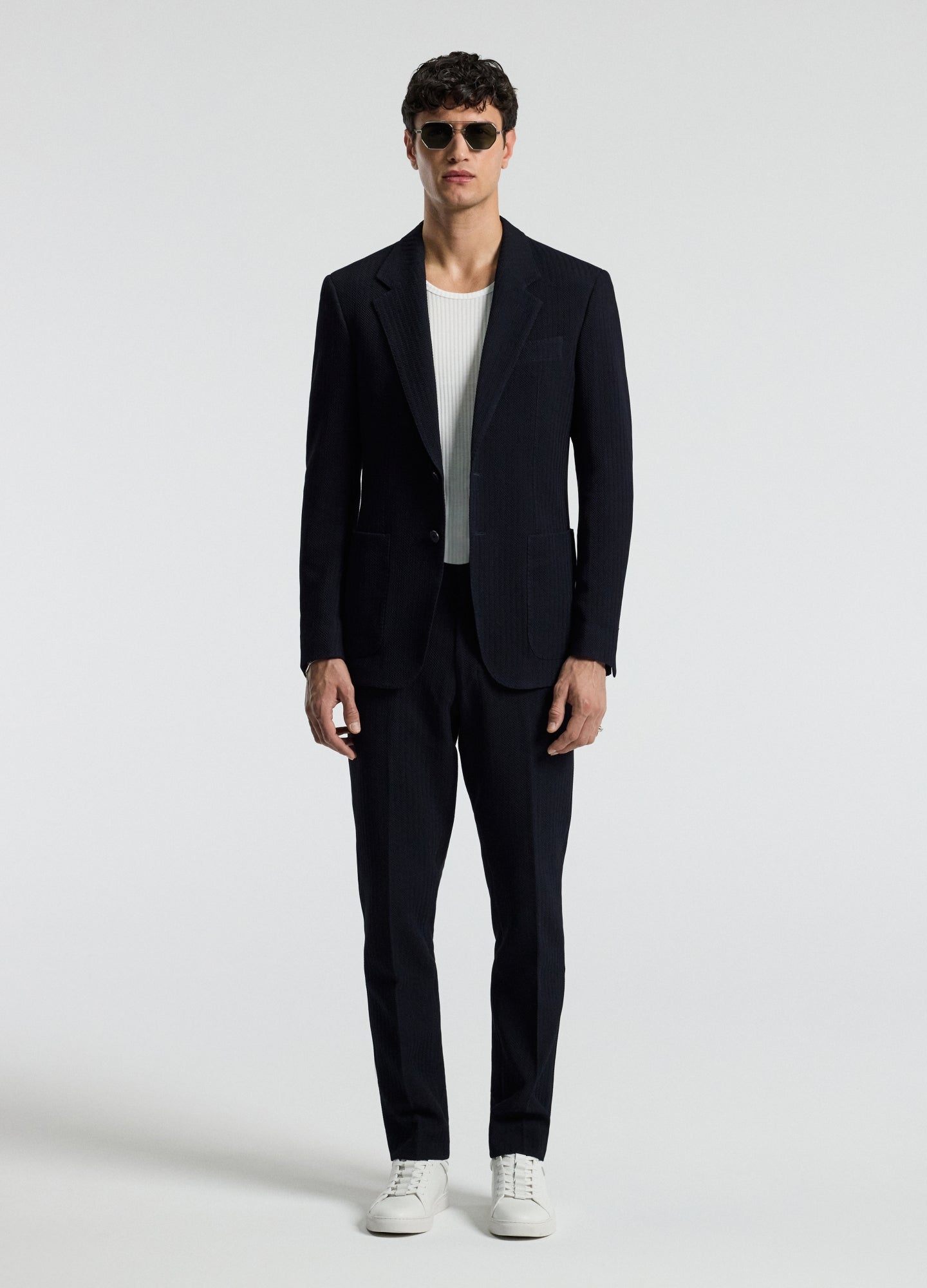 Herringbone Jacquard Pants Navy