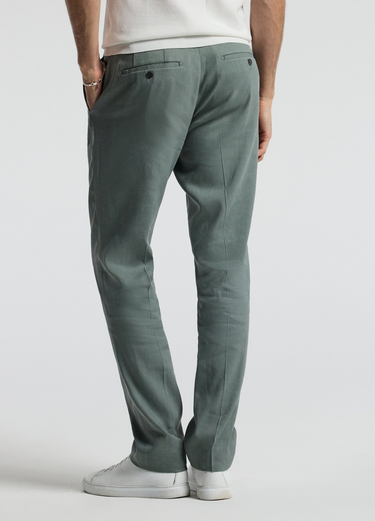 Stretch Linen Suit Pants Neo Green