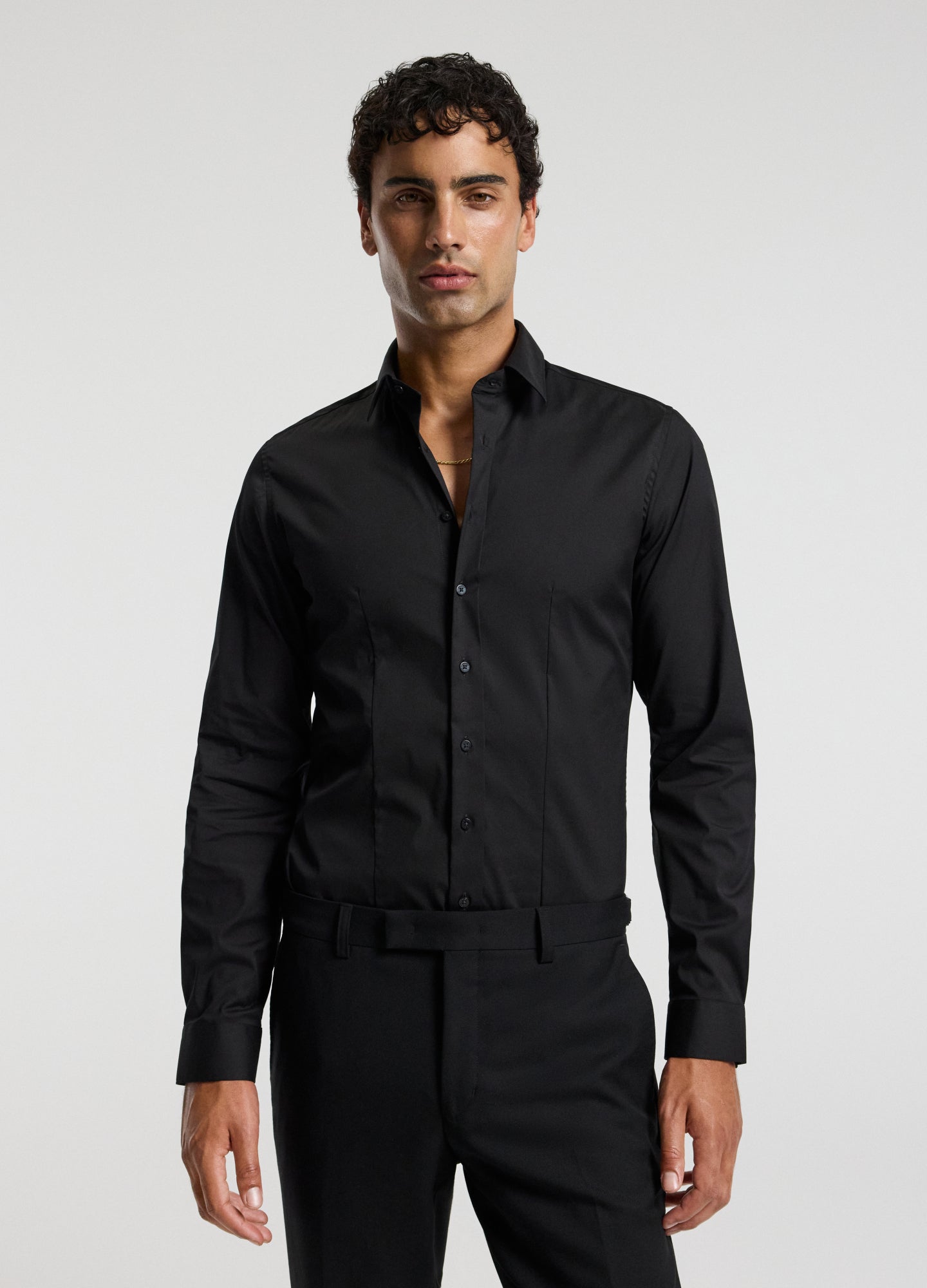 Stretch Cotton Poplin Shirt Black
