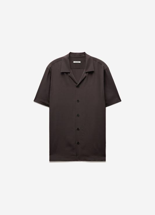 Camp Collar Silk Shirt Espresso