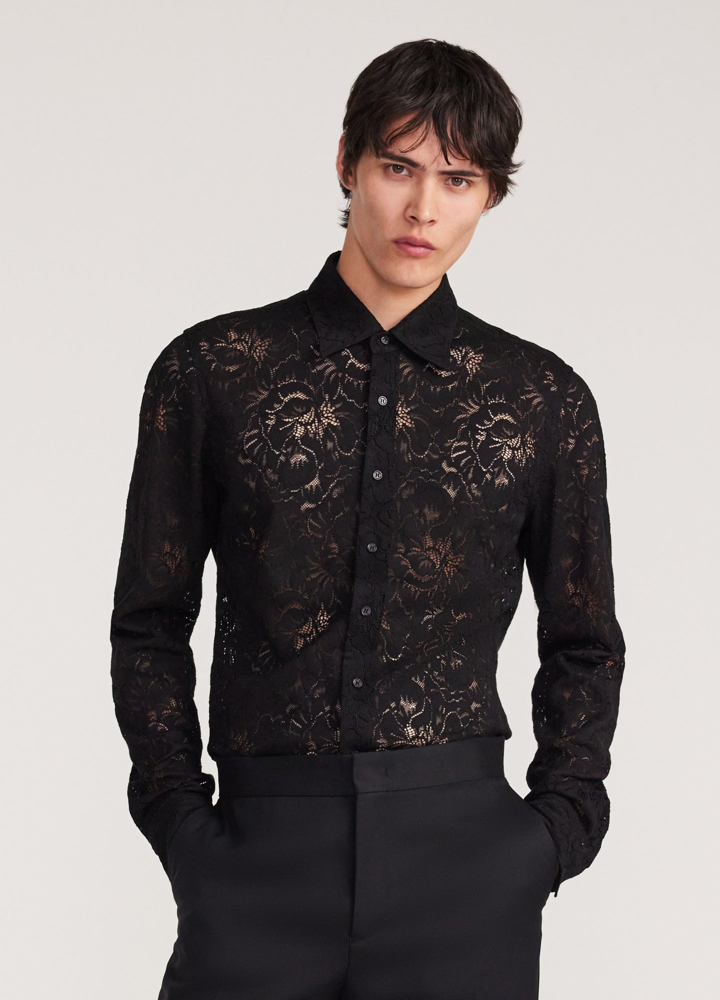 Stretch Lace Shirt Black – Calibre Menswear - Main Image