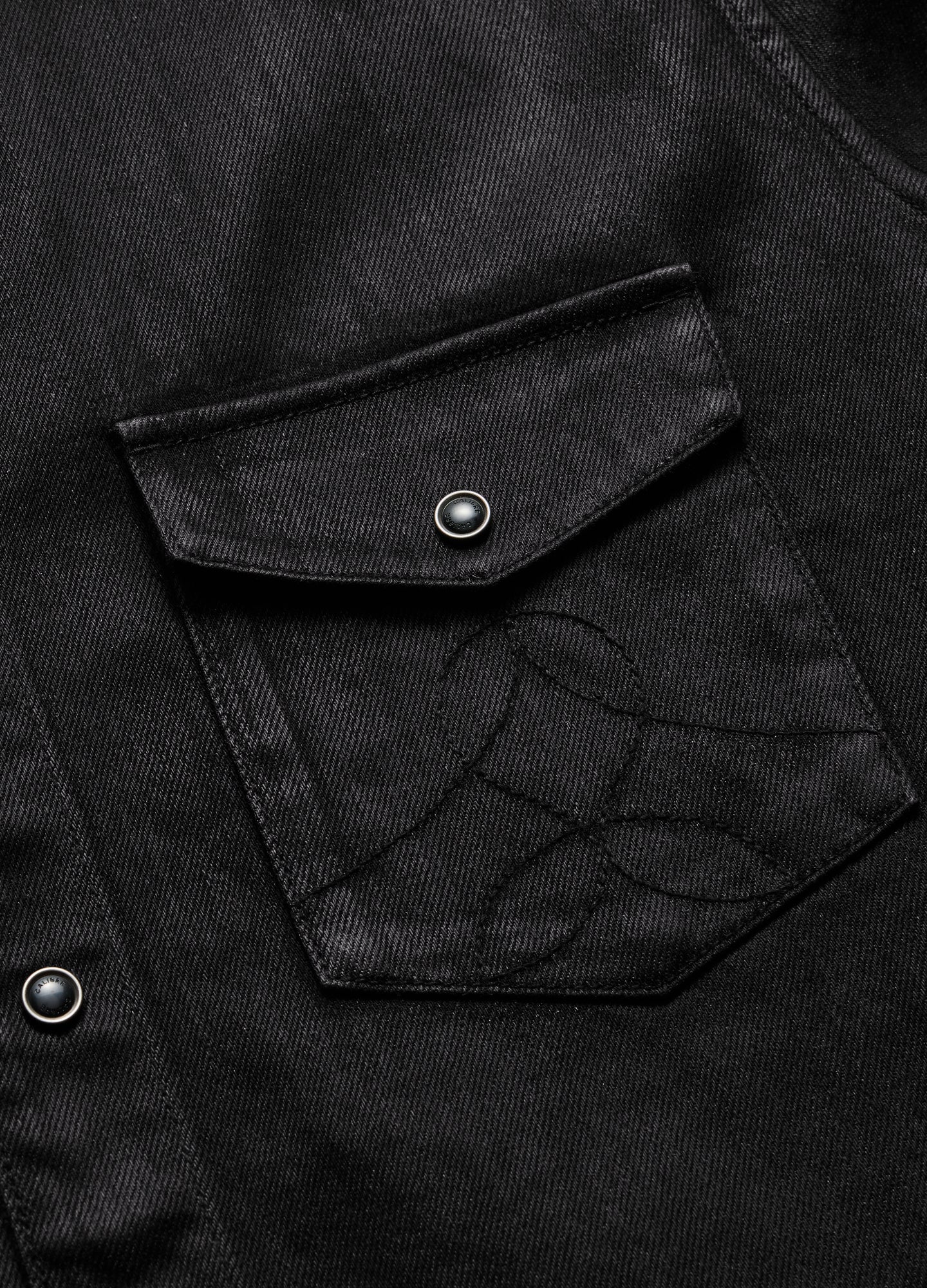 Coated Denim Western Shirt Black