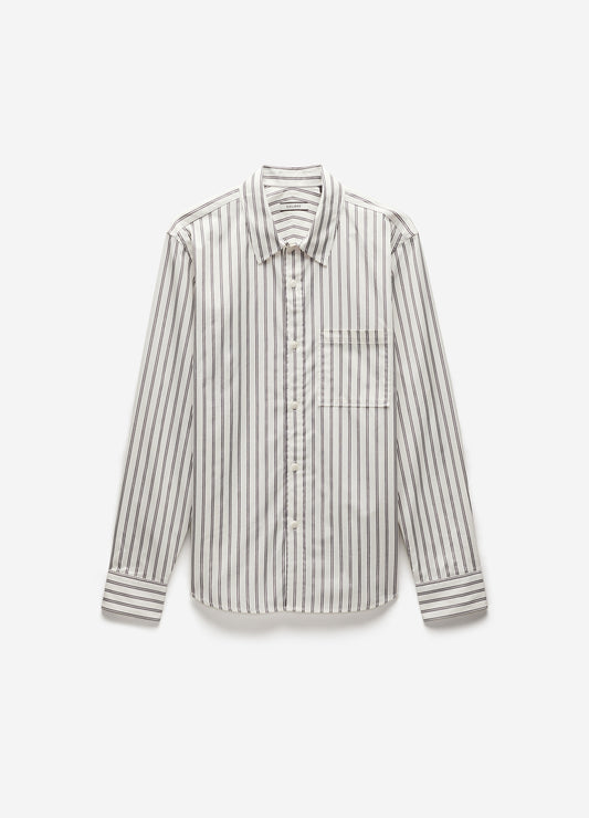 Relaxed Cotton Striped Shirt Black Stripe
