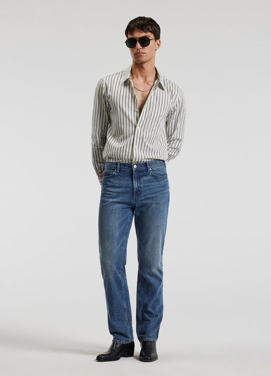 Relaxed Cotton Striped Shirt Black Stripe