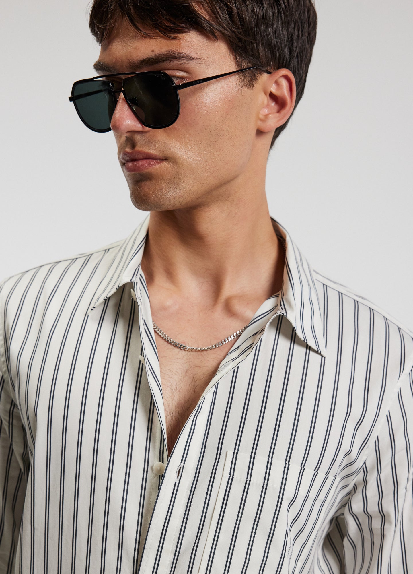 Relaxed Cotton Striped Shirt Black Stripe
