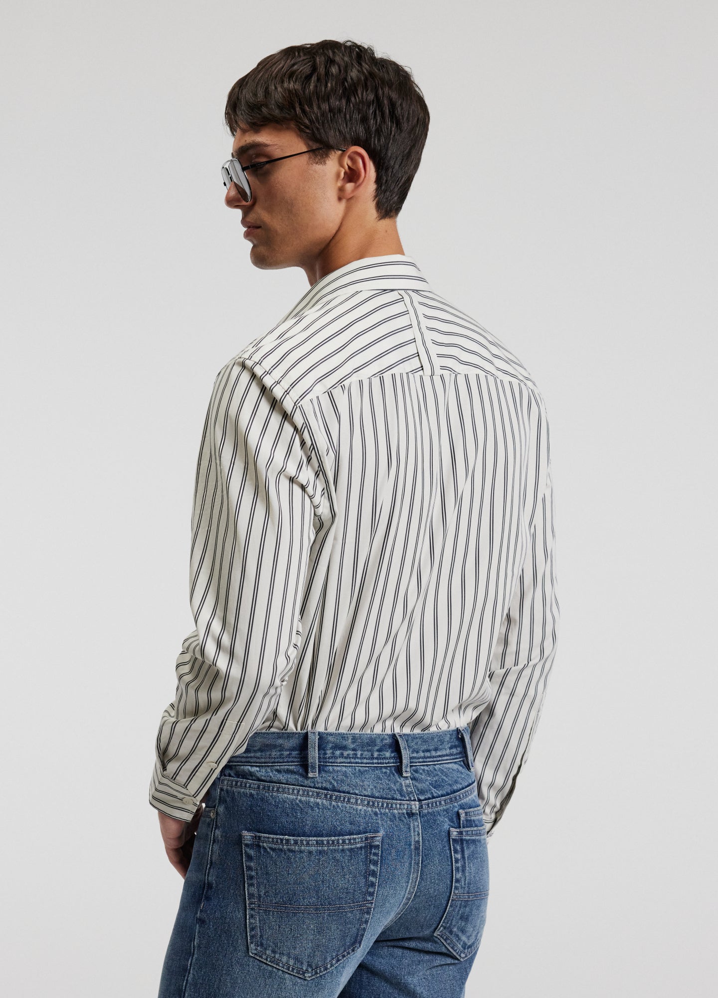 Relaxed Cotton Striped Shirt Black Stripe