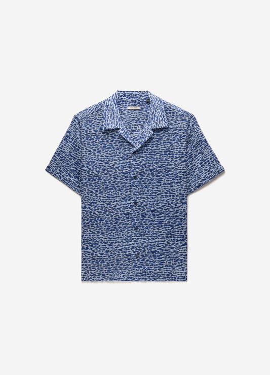 Leopard Print Short Sleeved Shirt Blue