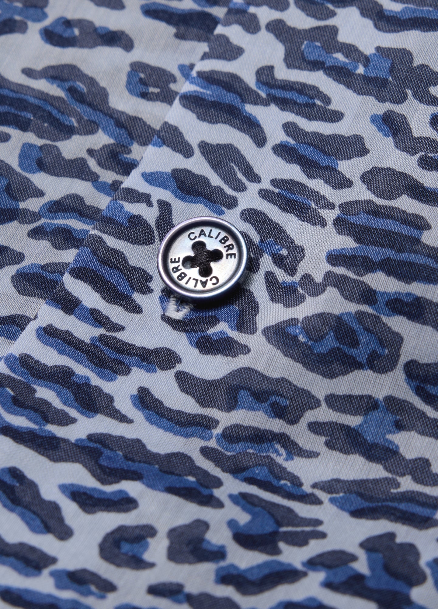 Leopard Print Short Sleeved Shirt Blue