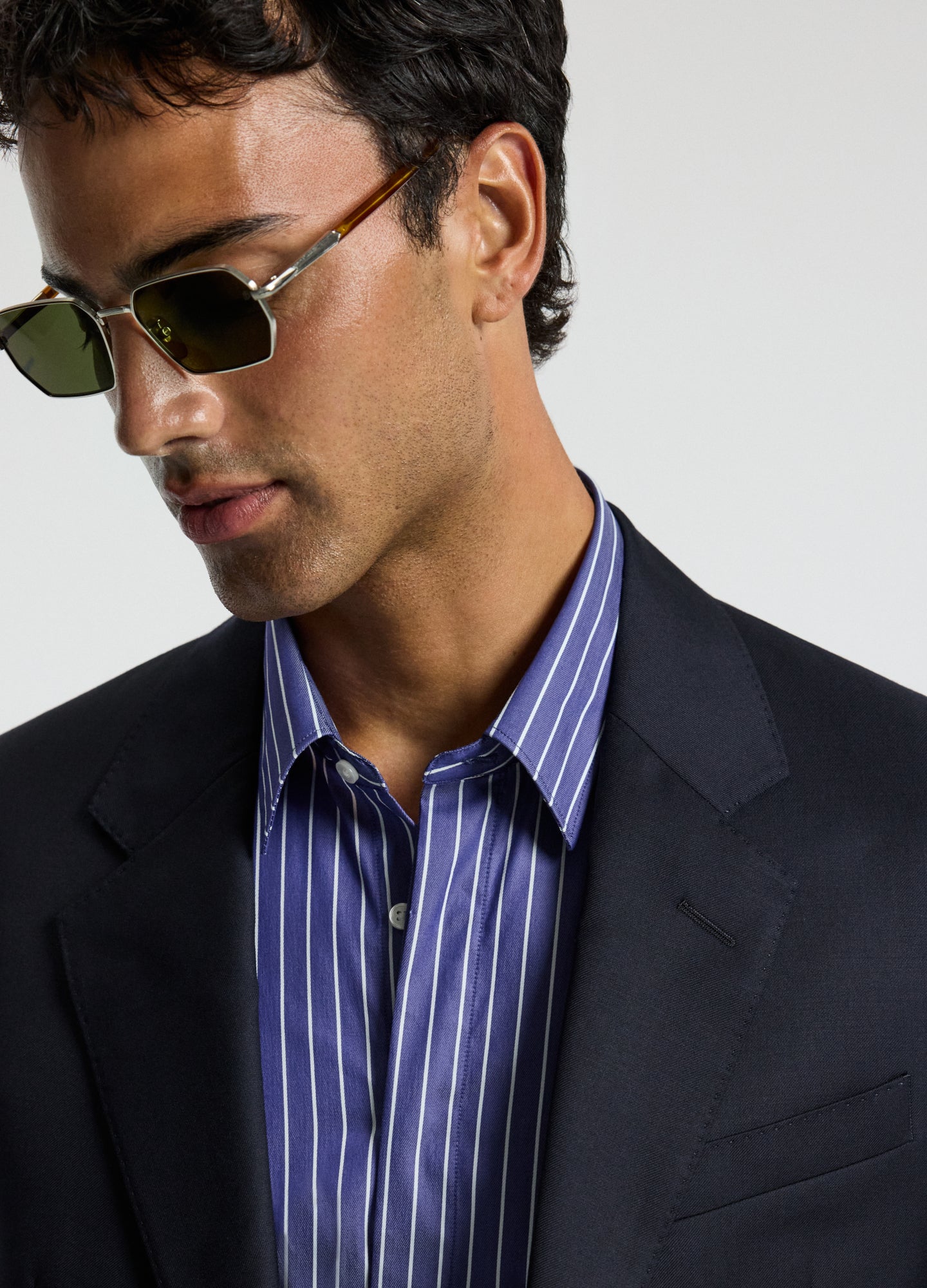 Stripe Stretch Shirt Navy