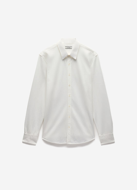 Textured Knit Stretch Shirt Off White