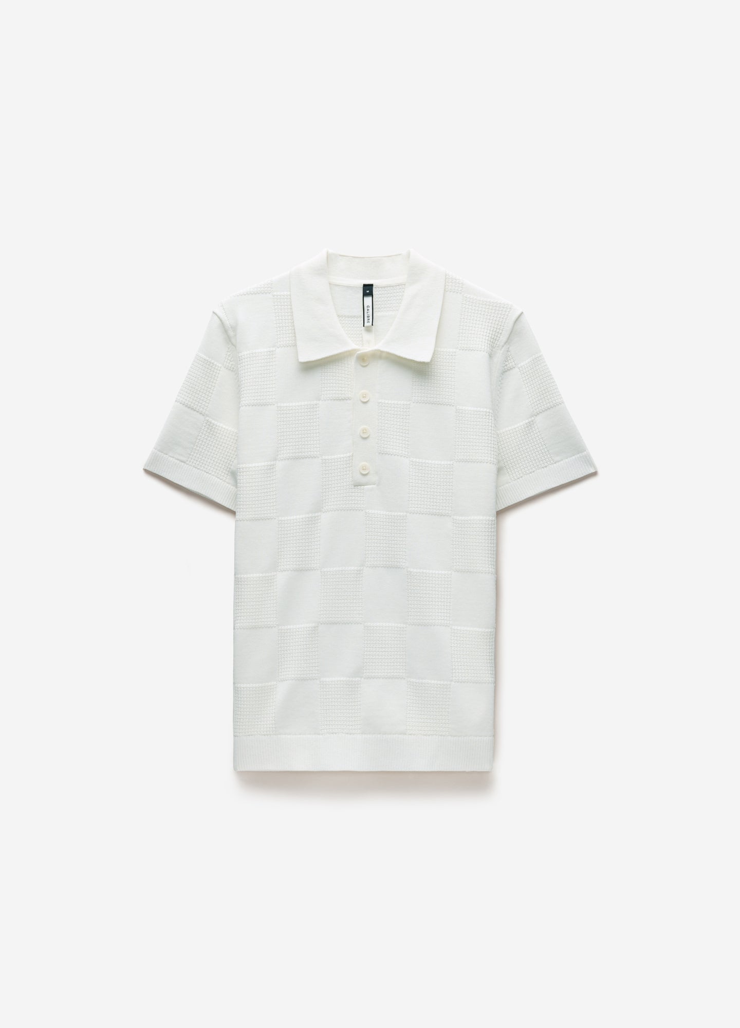 Grid Stitch Polo White