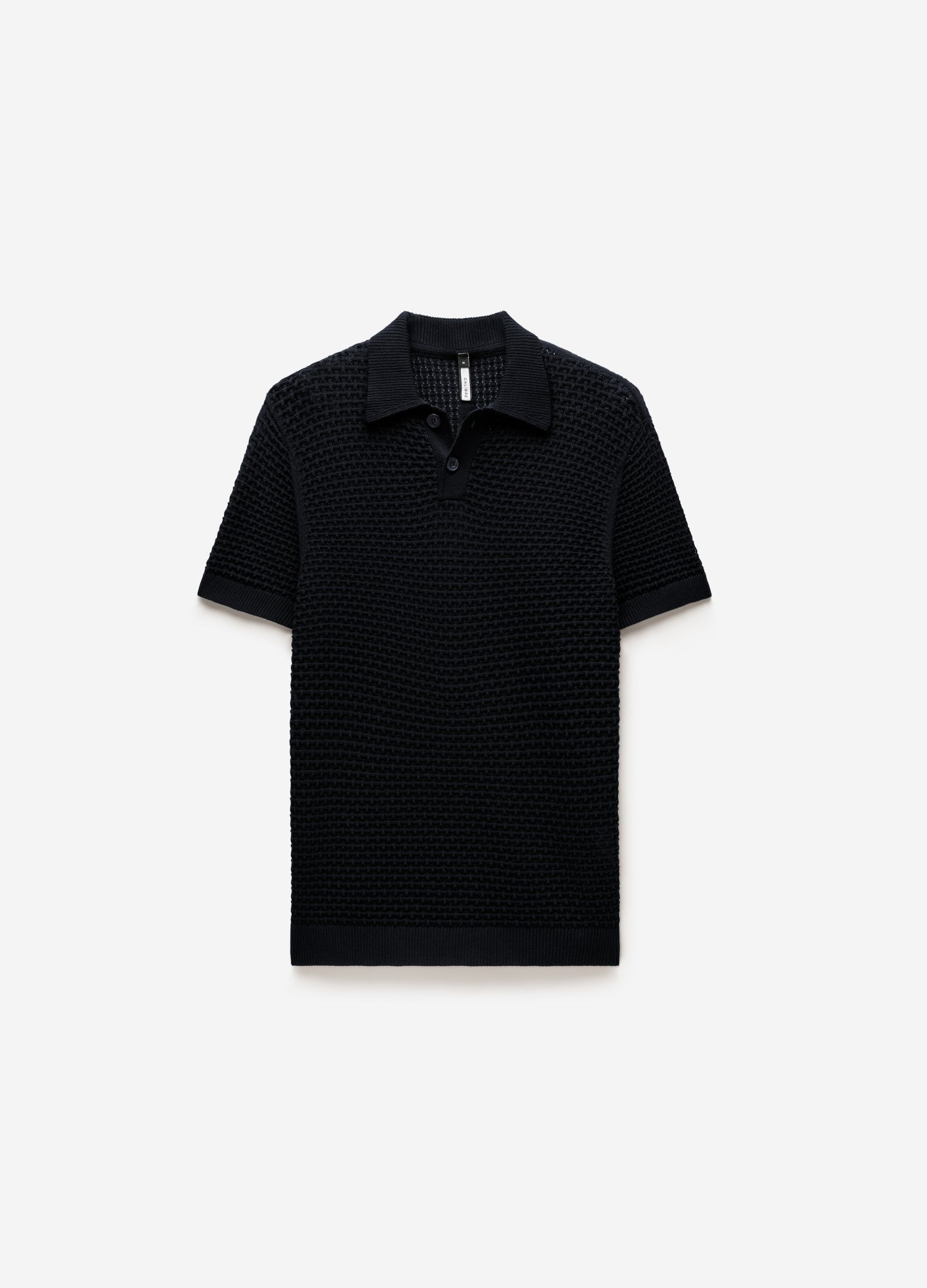 Textured Open Knit Polo Black – Calibre Menswear