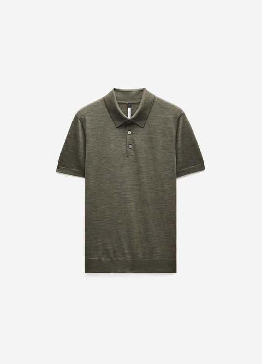 Merino Wool Polo Khaki