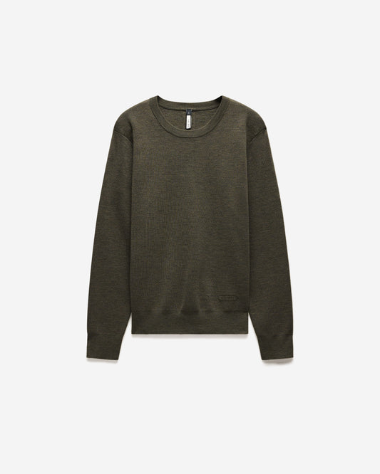 Merino Wool Crew Neck Sweater Khaki