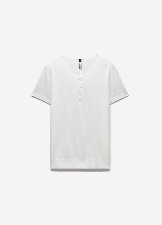 Short Sleeve Tech Henley Ivory