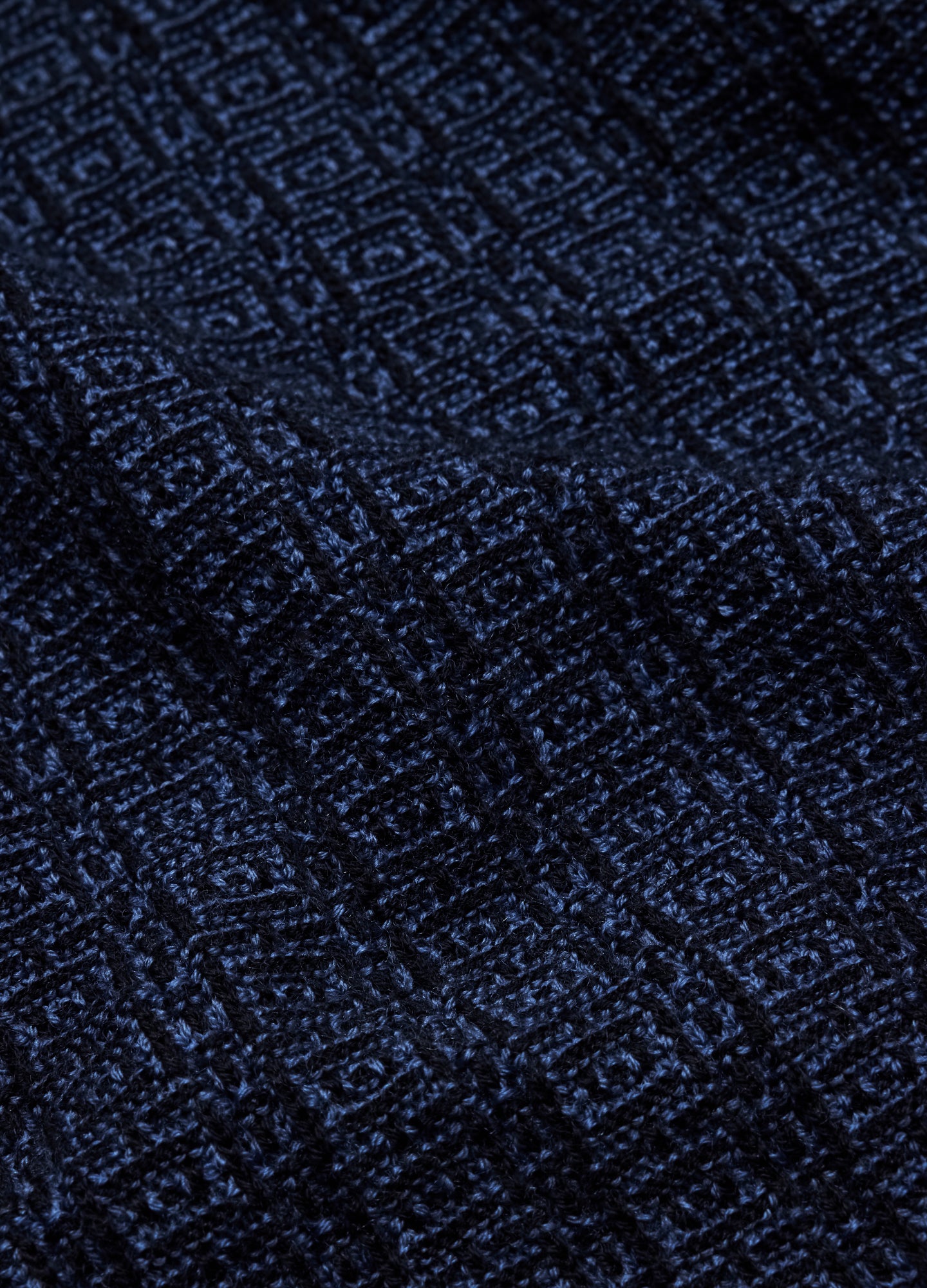 Textured Jacquard Merino Polo Navy