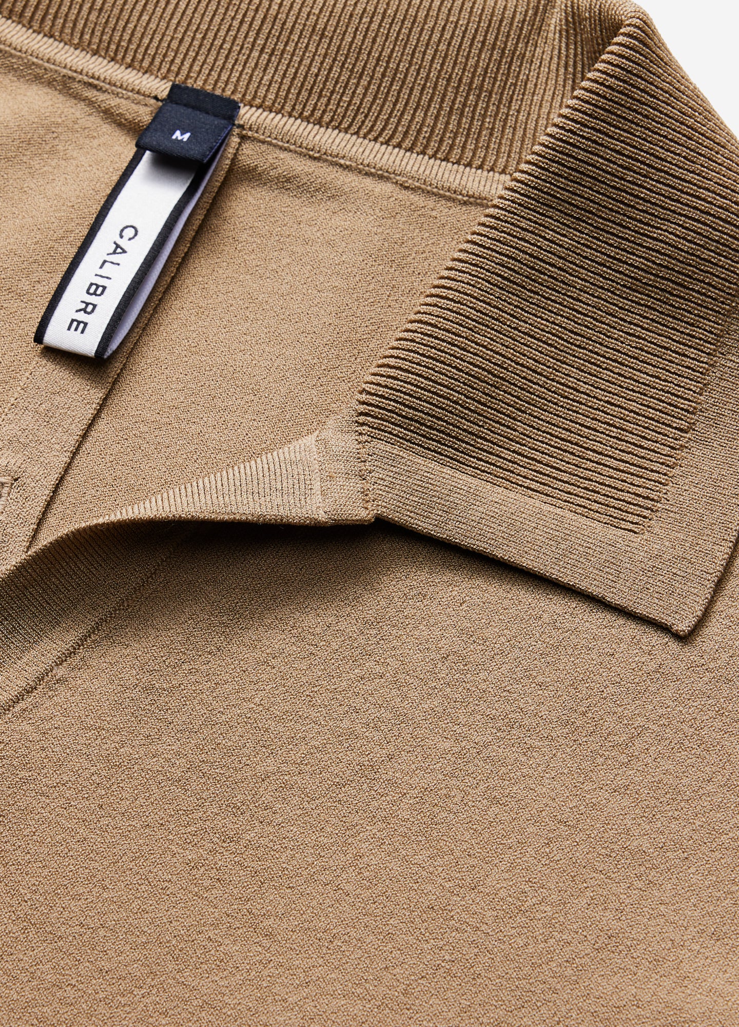 Rib Collar Tech Knit Polo Sand