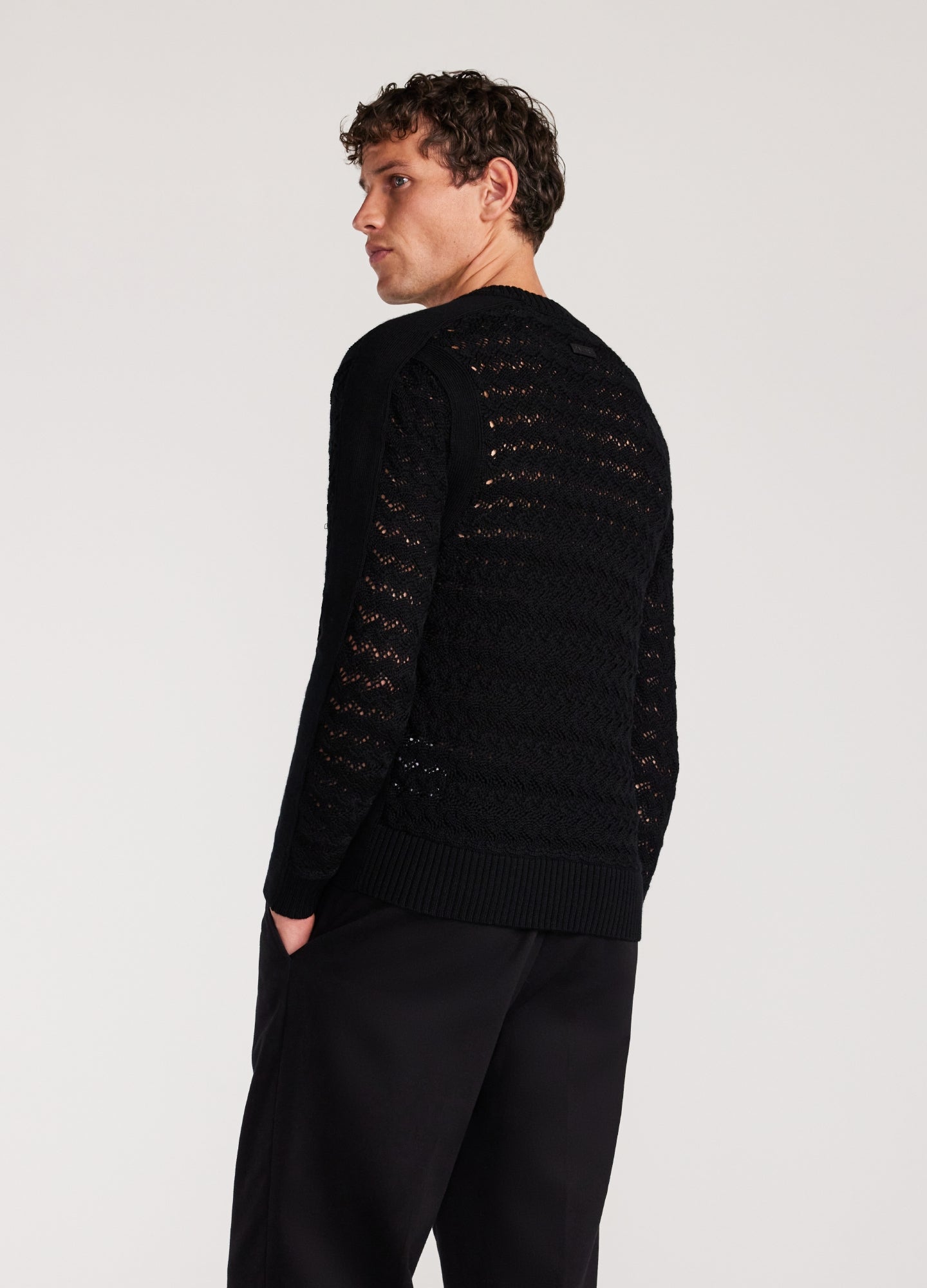 Wool Lace Cable Sweater Black