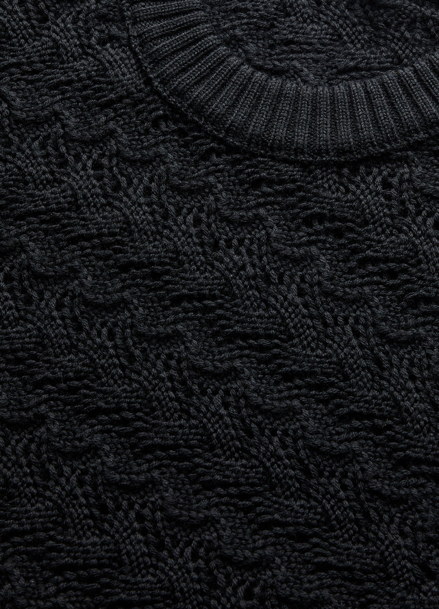 Wool Lace Cable Sweater Black