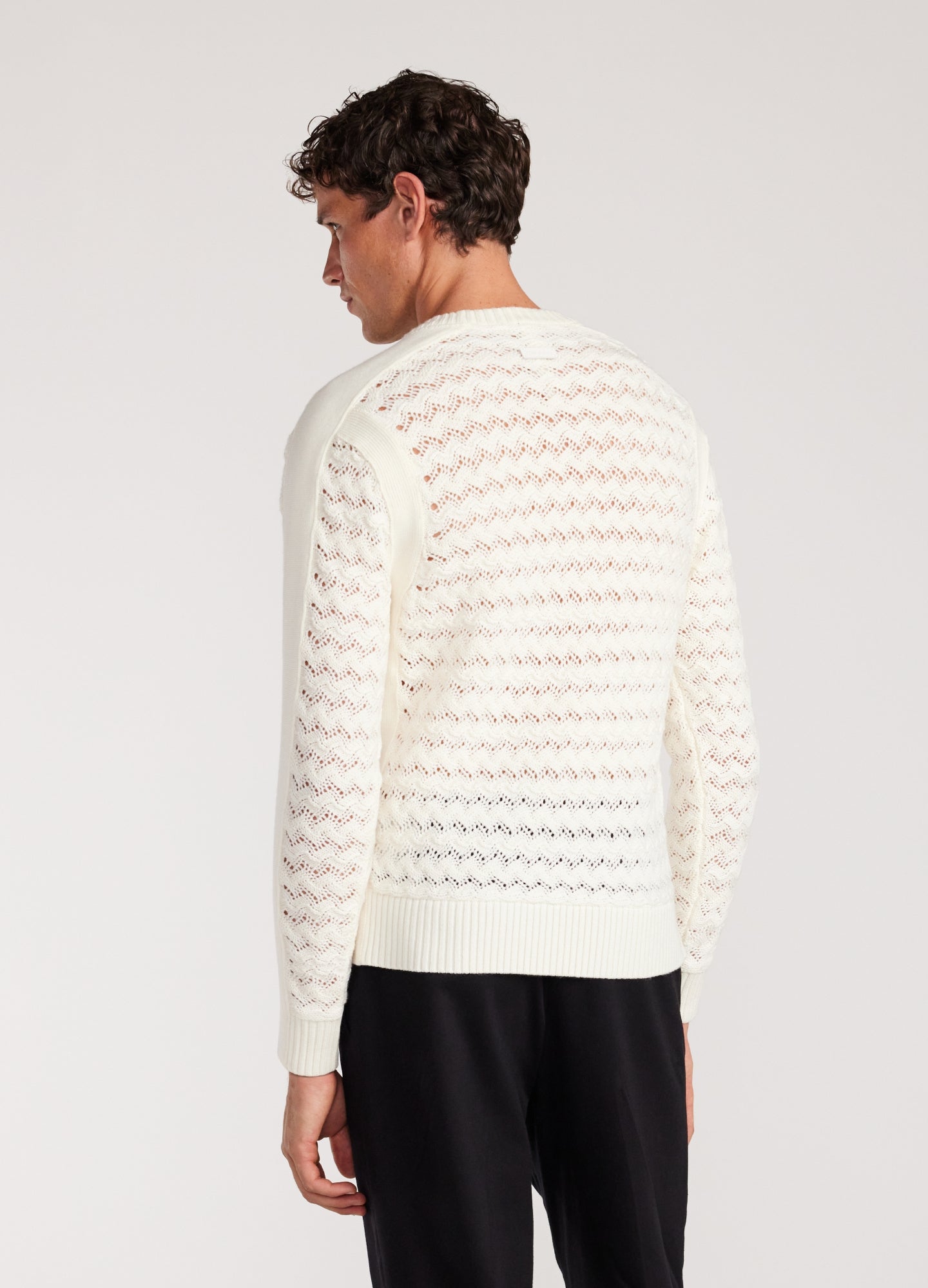 Wool Lace Cable Sweater Ivory