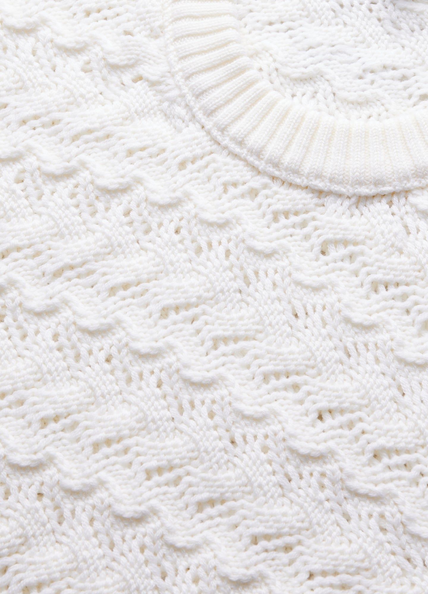 Wool Lace Cable Sweater Ivory
