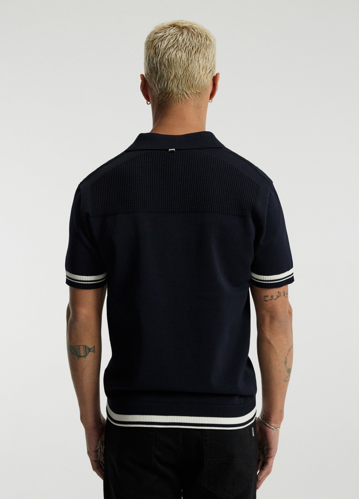 Textured Knit Polo Navy