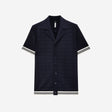 Patterned Mesh Tech Knit Shirt Navy